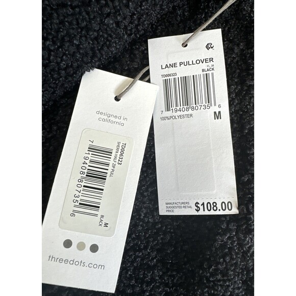 Three Dots Womens Mock-Neck Fleece Half-Zip Sweatshirt Pullover deep Black M - Picture 4 of 6